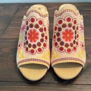Sam Edelman Embroidered Mules - Red, Purple, Yellow